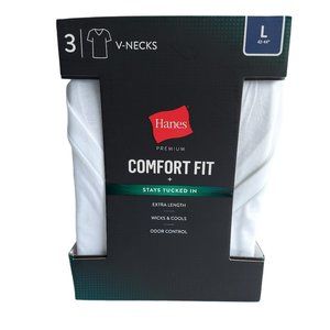 NWT Hanes Men White V- Neck Cotton T-Shirt -018012